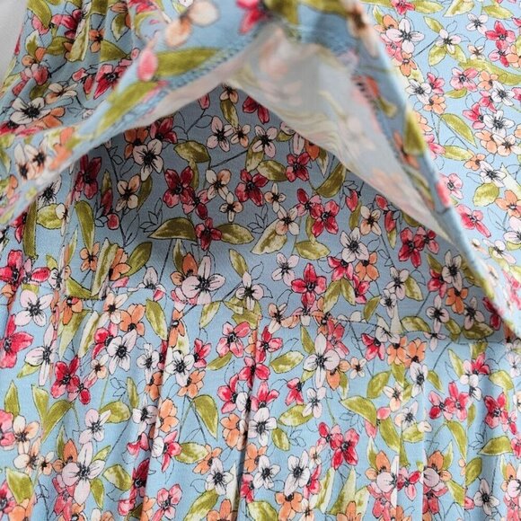 J. JILL Floral Dress BLUE PINK & GREEN size XS Relaxed Fit Pockets Cottagecore - Picture 4 of 8